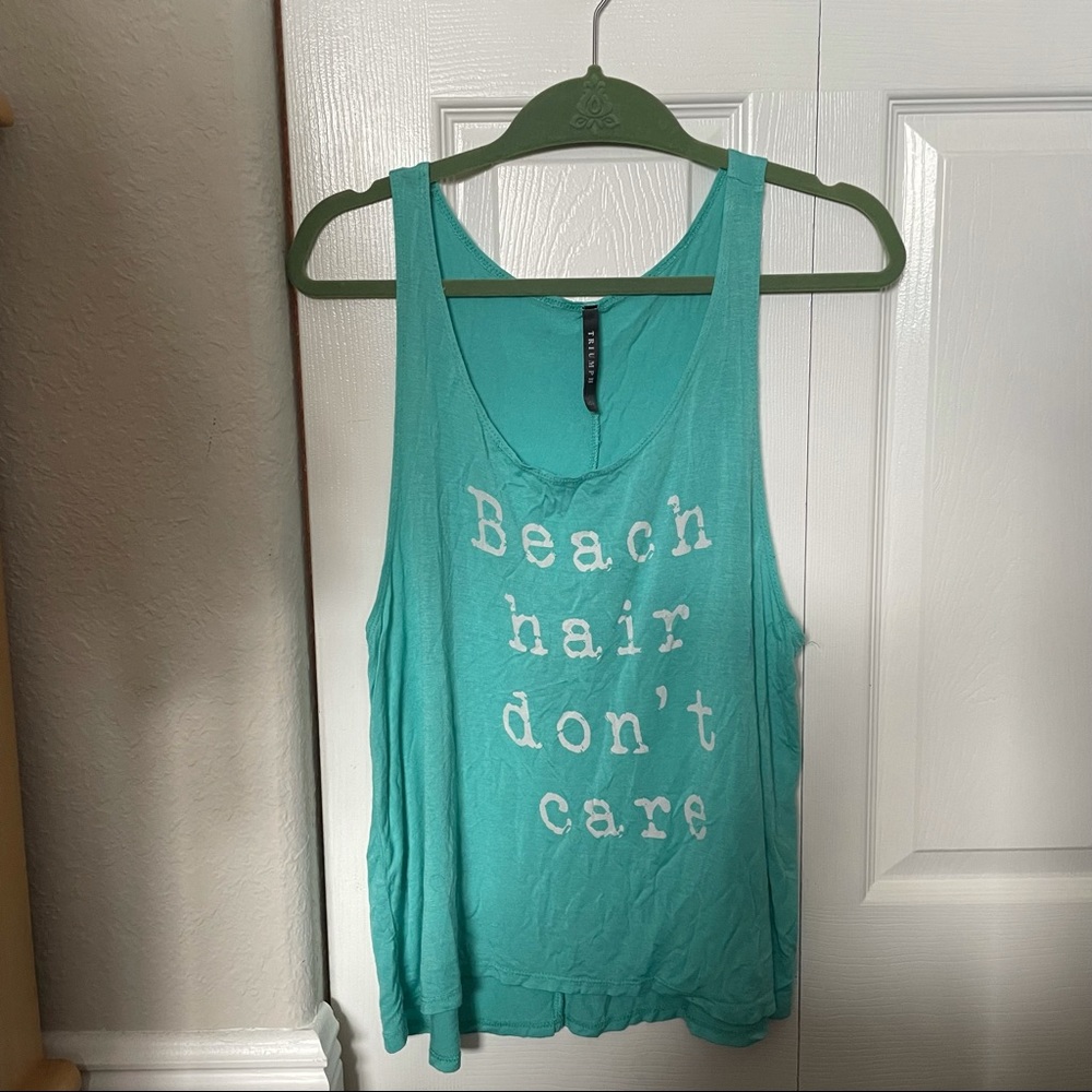 Beach hair don’t care flowy seafoam green tank